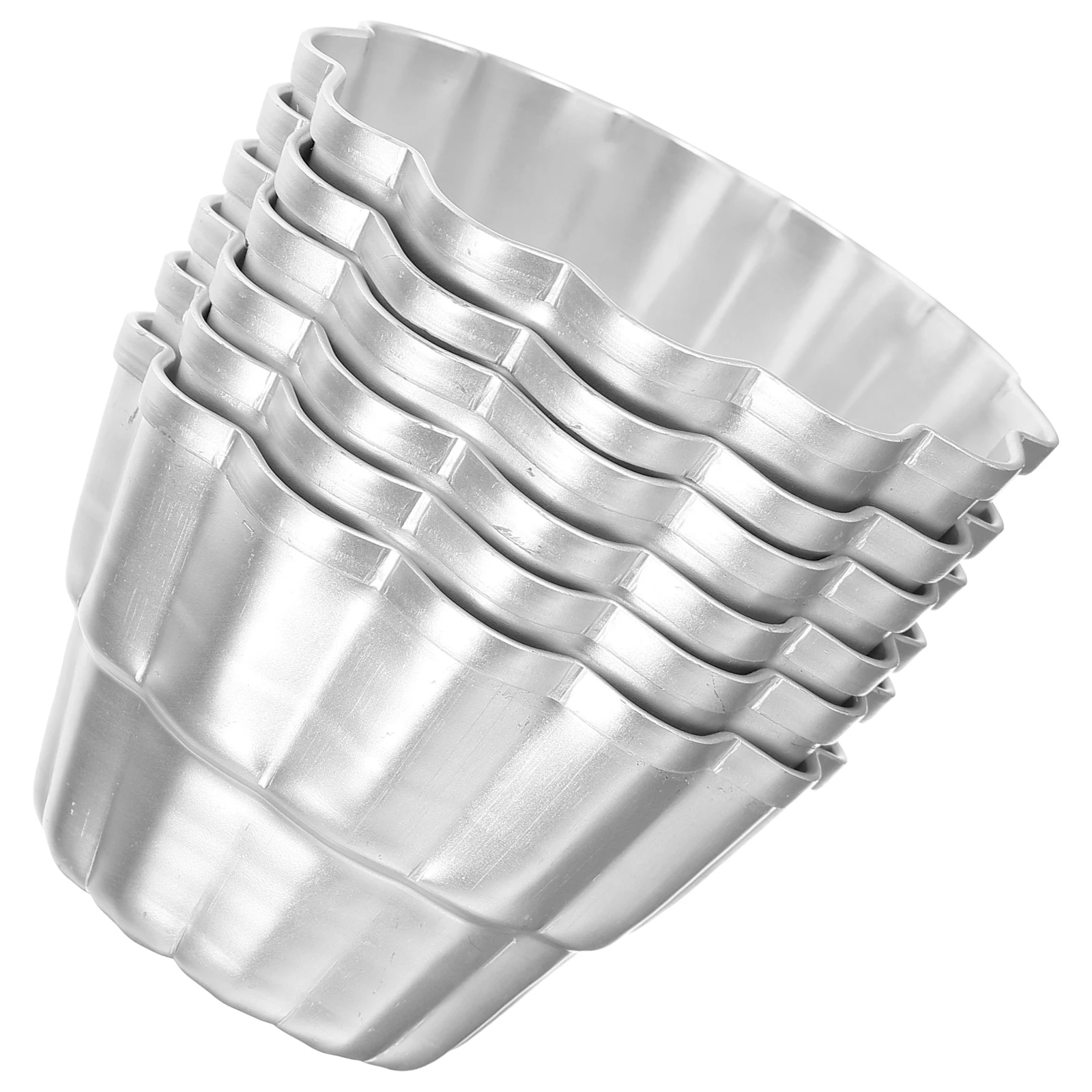 

6 Pcs Cake Mold Muffin Tins Aluminum Egg Tart Baking Pudding Nonstick Coating Easy Clean Heat Transfer Premium Temperature