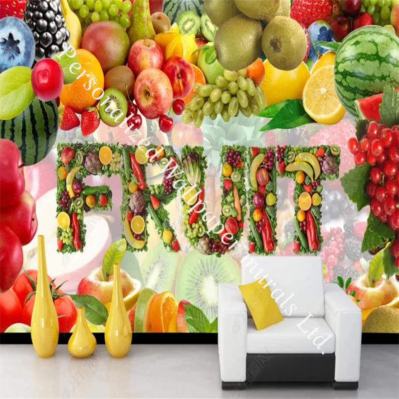 Custom Various Fruit 3d Photo Mural Wallpaper for Fruit Shop Juice Restaurant Supermarket Background Industrial Decor Wall Paper