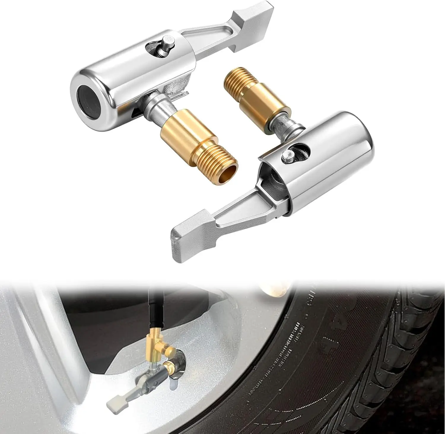 Tire Chuck Tire Air Chucks, Lock on Air Chuck, Tire Inflation Accessories, Tyre Inflator Adaptor for Motorcycles, Bike, Truck