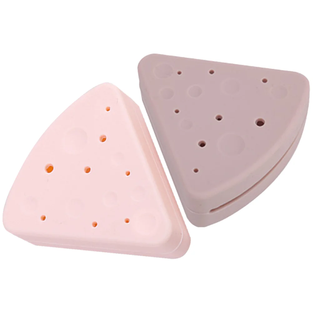 2 Pcs Triangle Powder Puff Case Makeup Sponge Holder Accessories Must Haves Silicone Beauty Storage Organizer Bag