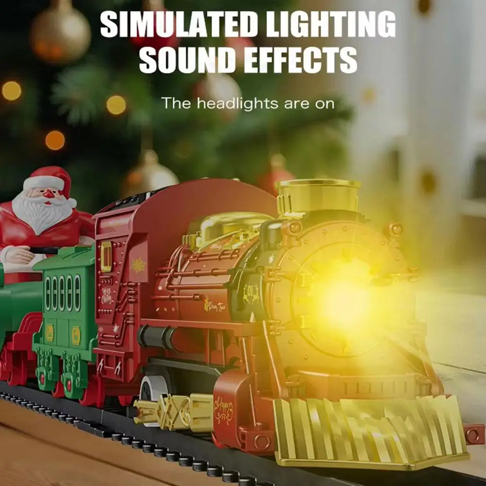 Train de noël électrique pour enfants, jouet sur rail 3d avec musique et lumières Led, cadeau éducatif pour enfants, vacances d'anniversaire K8y3