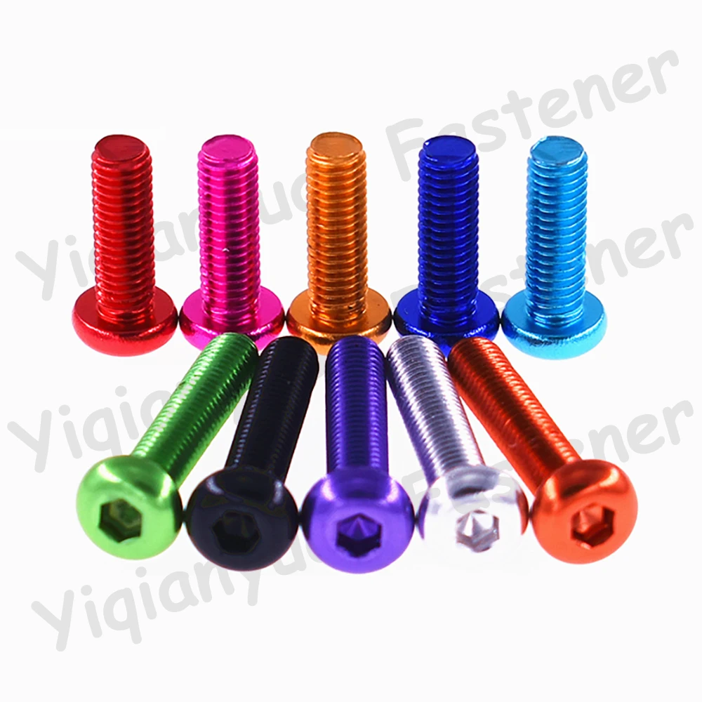 3Pcs/5Pcs M3 M4 ISO7380 Colourful Aluminum Hexagon Socket Button Head Screws Allen Key Screws with Coarse Thread 10 Colors