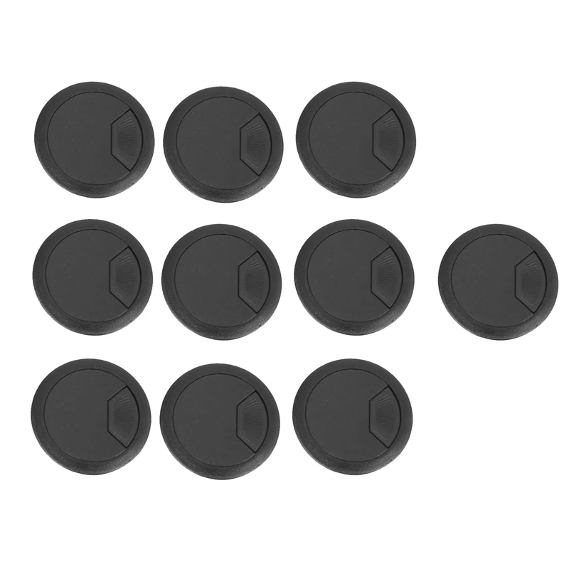 10 Pcs Round Plastic Computer Desk Cable Grommet Hole Cover 50mm BlackA09G