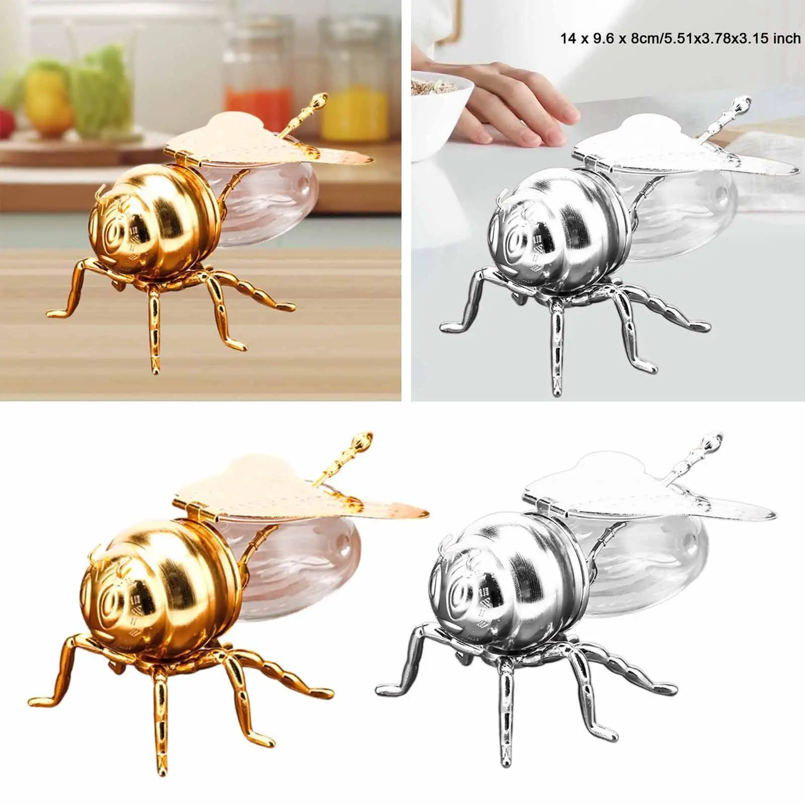 Bee Shaped Honey Jar Canister Modern Home Decorative Gifts Portable Seasoning Jar for Home Kitchen Holiday Restaurant Tea Time