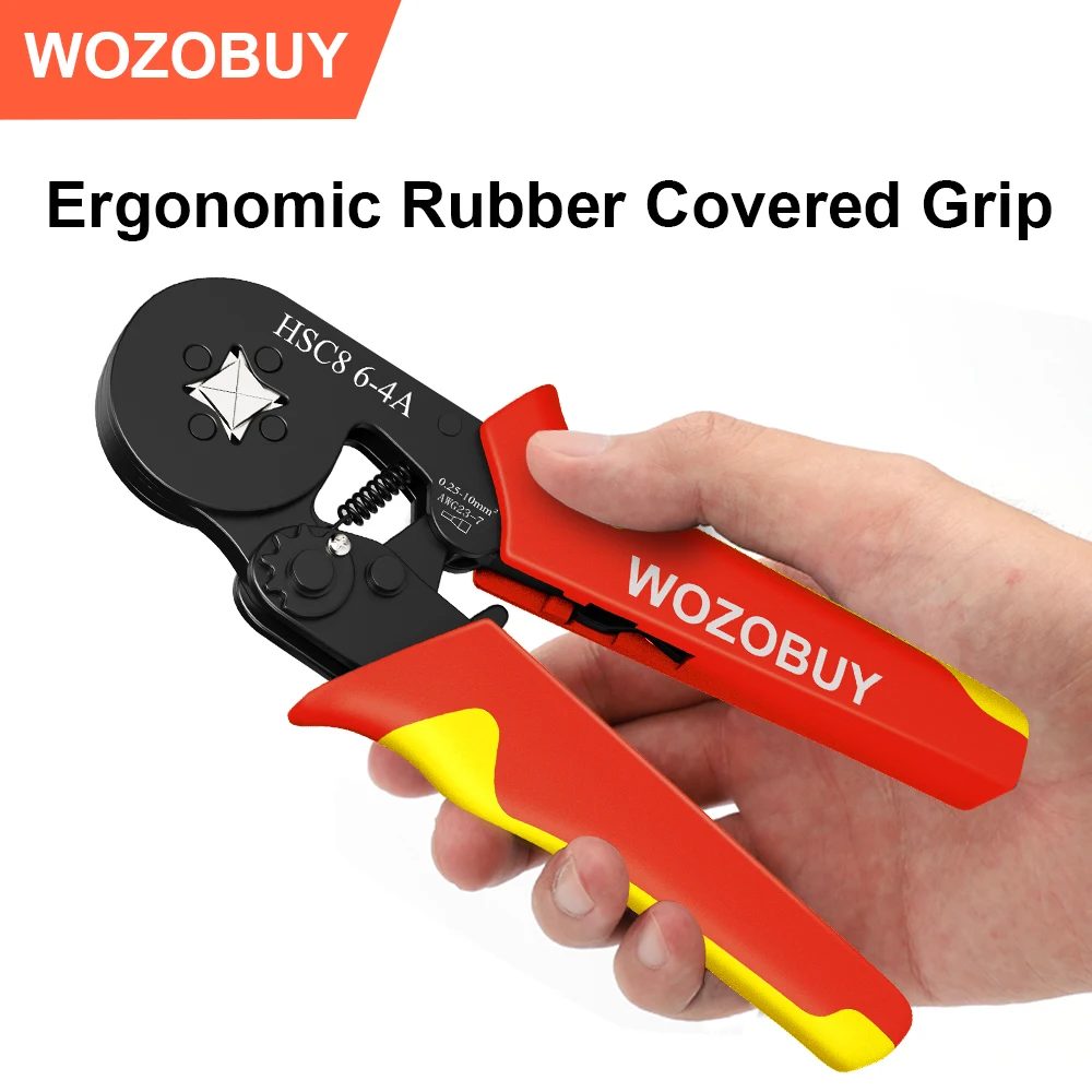 WOZOBUY-كماشة العقص مع صندوق ، وأكمام الطويق ، وأدوات محطة أنبوبي ، والأسلاك الكهربائية المنزلية المكشكش ، HSC8 ، 6-4 ، 6-6