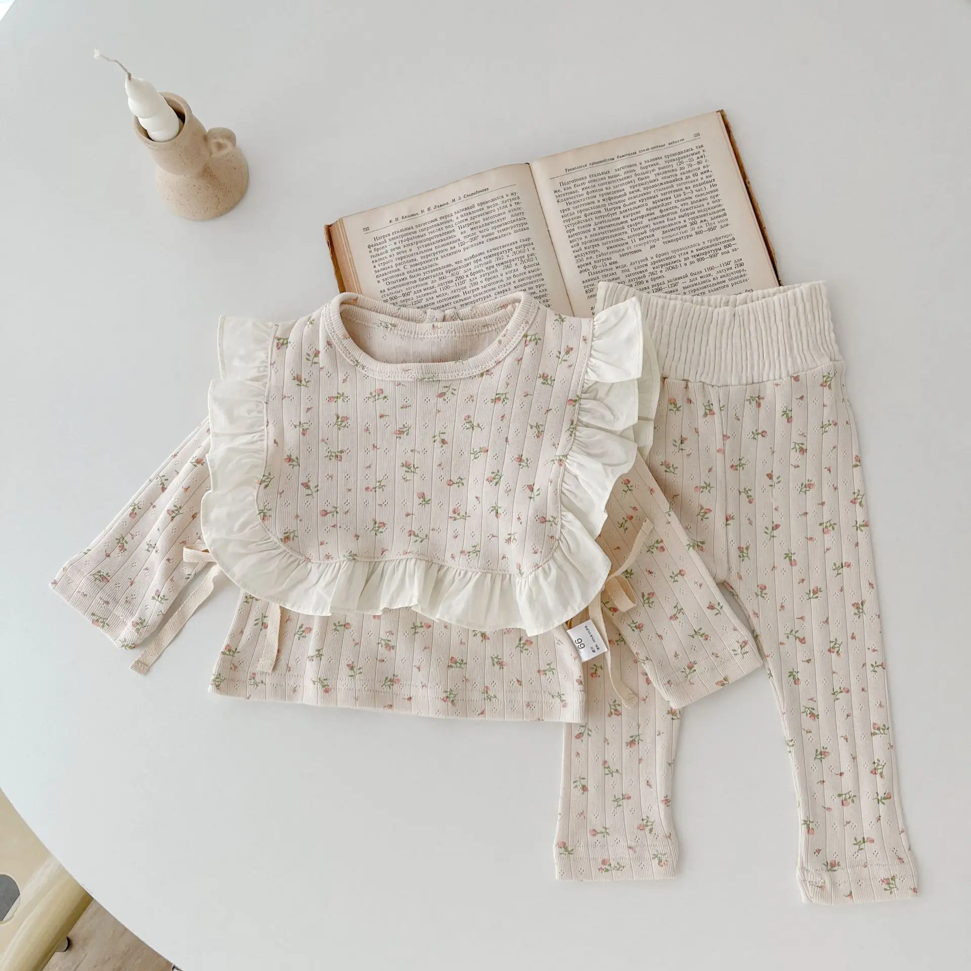 Autumn New Baby Girls Long Sleeve Clothes Set Infant Cute Floral Tops + Leggings + Bib 3pcs Suit Toddler Cotton Casual Outfits