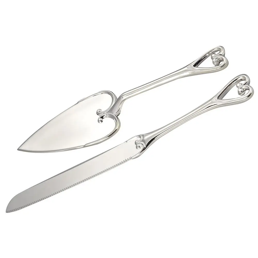 

Heart Handle Cake Knife and Server Set Perfect for Weddings, Anniversaries, and Celebrations