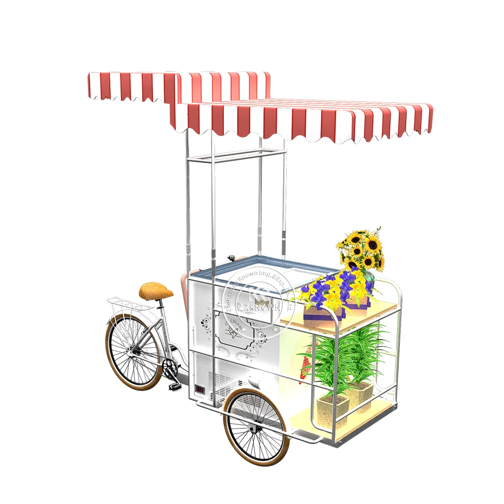 

Hot Sale Ice Cream Cart Stainless Steel Dessert Kiosk Snack Coffee Portable Street Mobile Dessert Push Cart For Summer Street