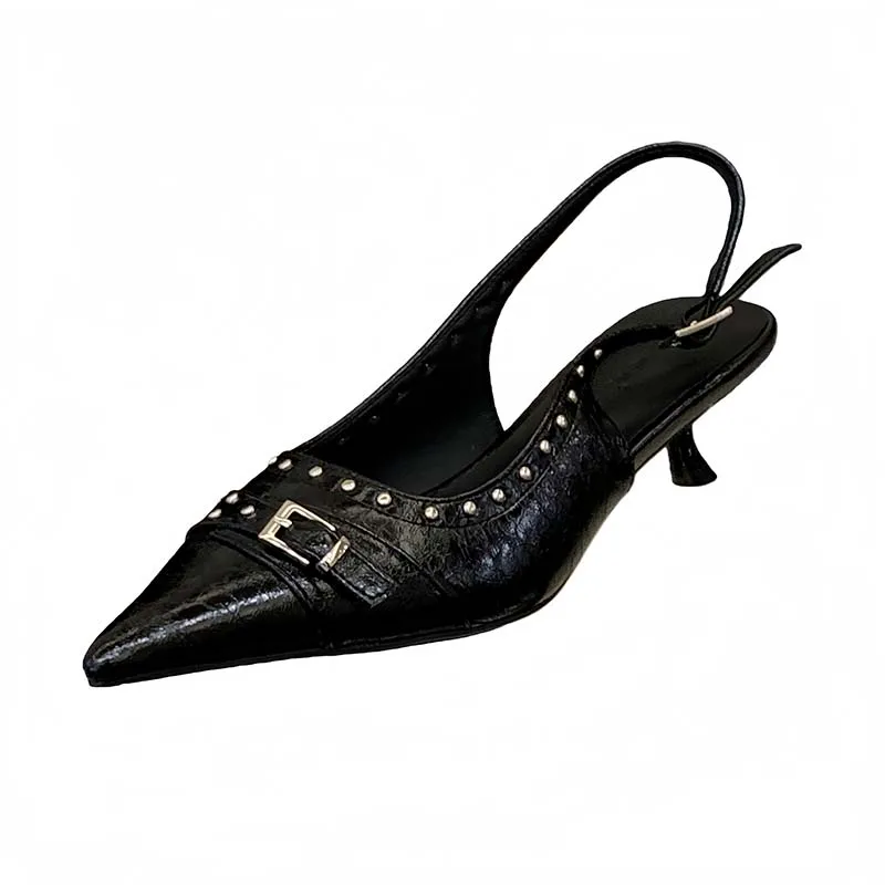 

Woman Shoes Low Heel Yellow Pumps Rivet Belt Buckle Burgundy Pointed Toe Slingback Heels Comfort Ladies Office Shoes