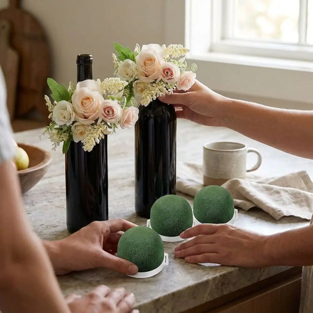 

4PCS Round Mini Floral Foam Stickers Wet Dry Dual Use High Water Absorption Bottle Floral Foam Holder Self-adhesive