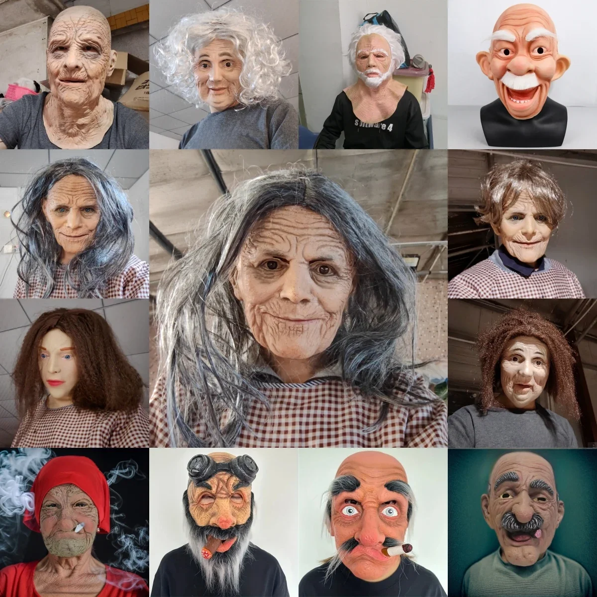 

Various Realistic Old Man Mask With Wig Realistic Granny Latex Mask Scary Wrinkle Mask Halloween Cosplay Costume Prop Party Mask