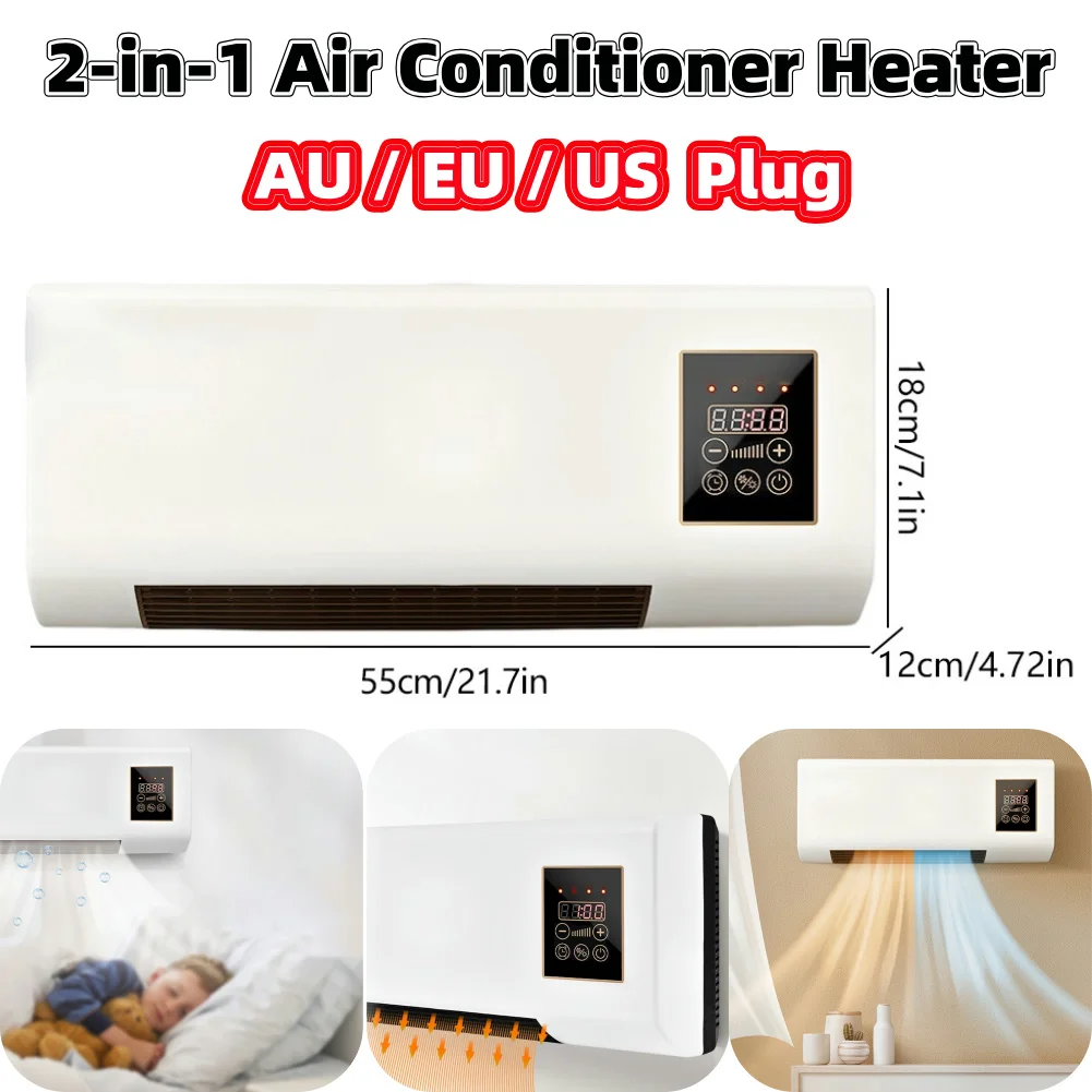 

2-in-1 Electric Heater Air Conditioner Smart Constant Temperature Wall Mounted Air Conditioning Fan 1800W Mini Air Conditioner