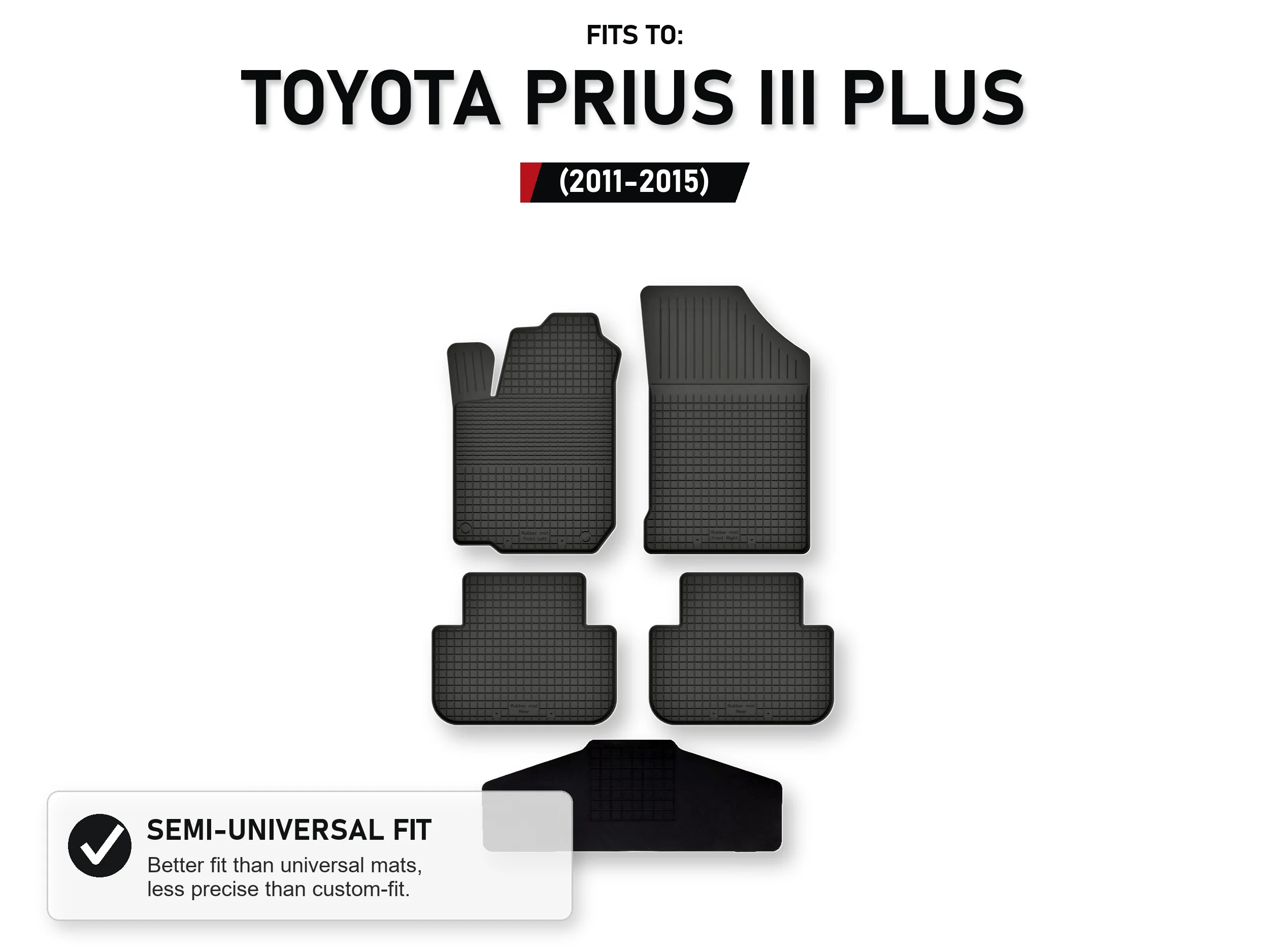 Automatten met tunnel voor: Toyota Prius Iii Plus 2011-2015 5 stuks
