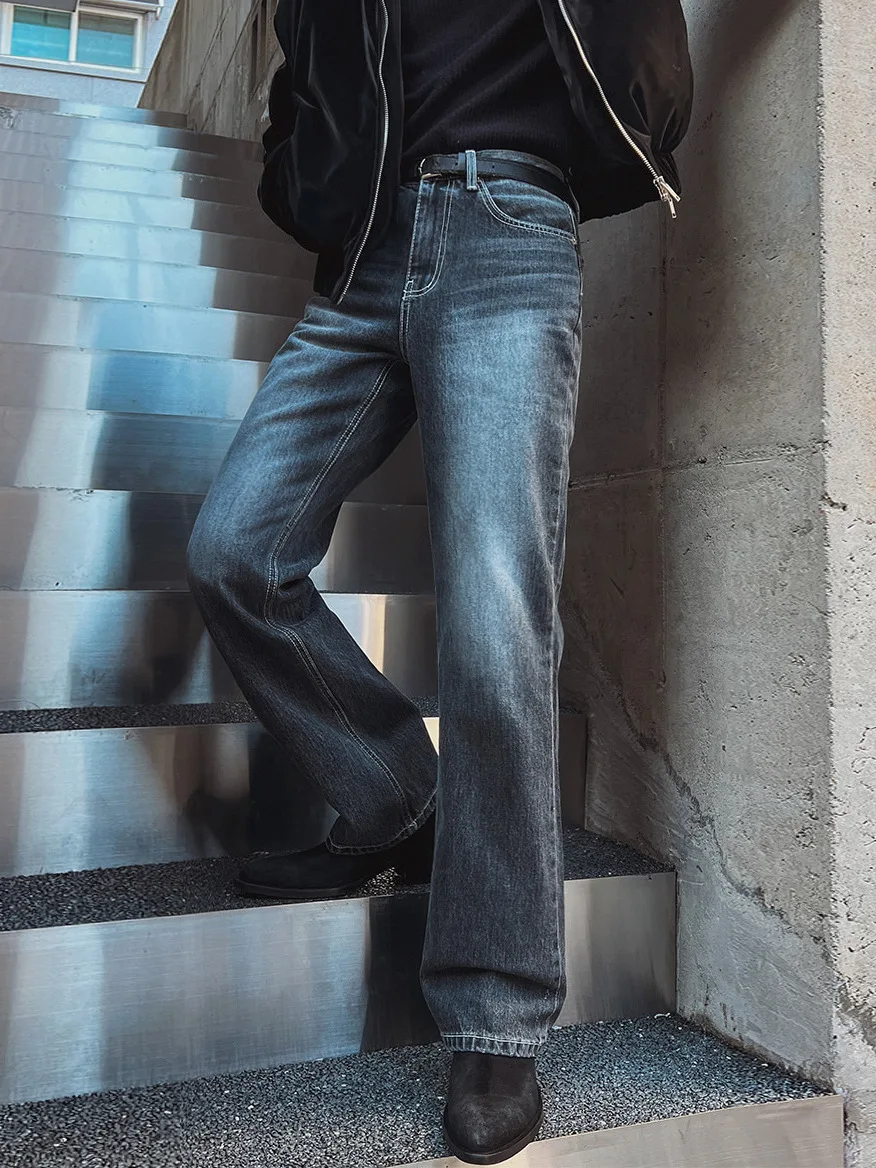 

TANGZ STUDIO Vintage Straight Leg Men's Jeans Cleanfit Casual Long Pants Korean Sle Winter Wear Cotton Blend Fabric