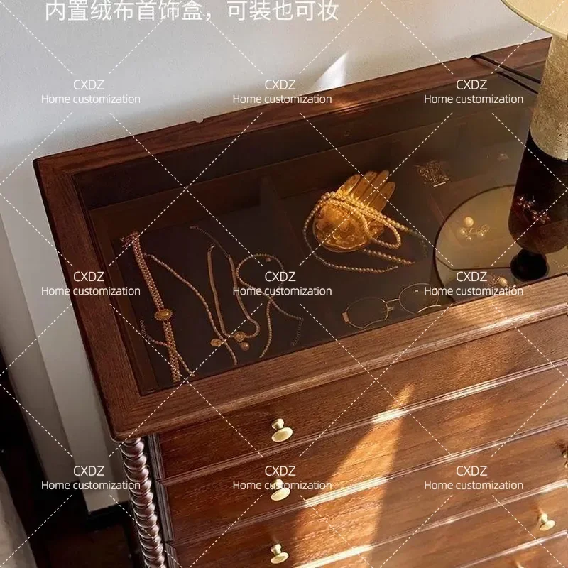 Retro Solid Wood 8 Drawer Chest of Drawers Bedroom Living Room Storage Cabinet Side Table Organizer Furniture