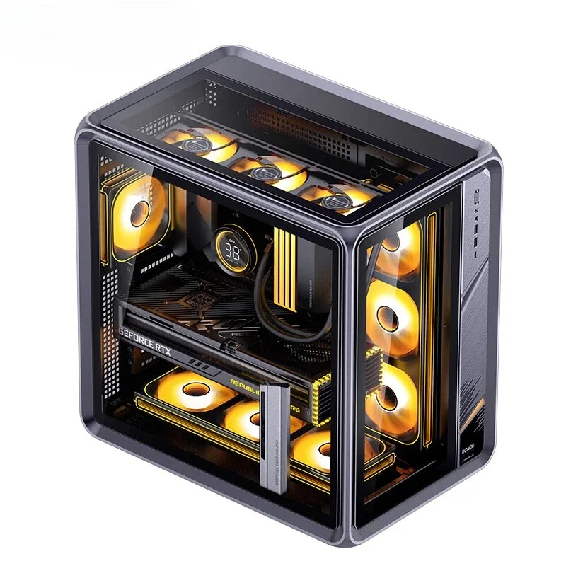 Aluminum alloy glass side through sea view room 360 water-cooled ATX back plug game computer case