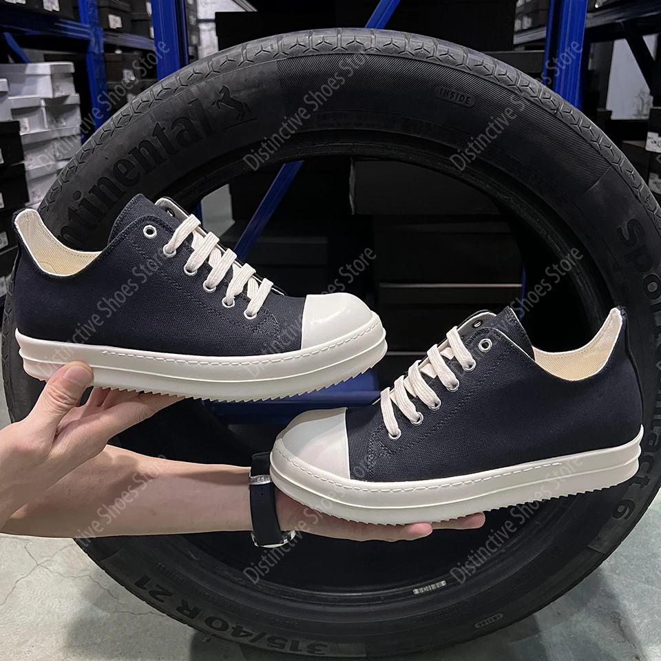 

Ro Brand Men Shoes Canvas Low Top Women Sneakers Classic Quality Black Lace Up Designer Luxury Thick-sole Casual Flat Trainers