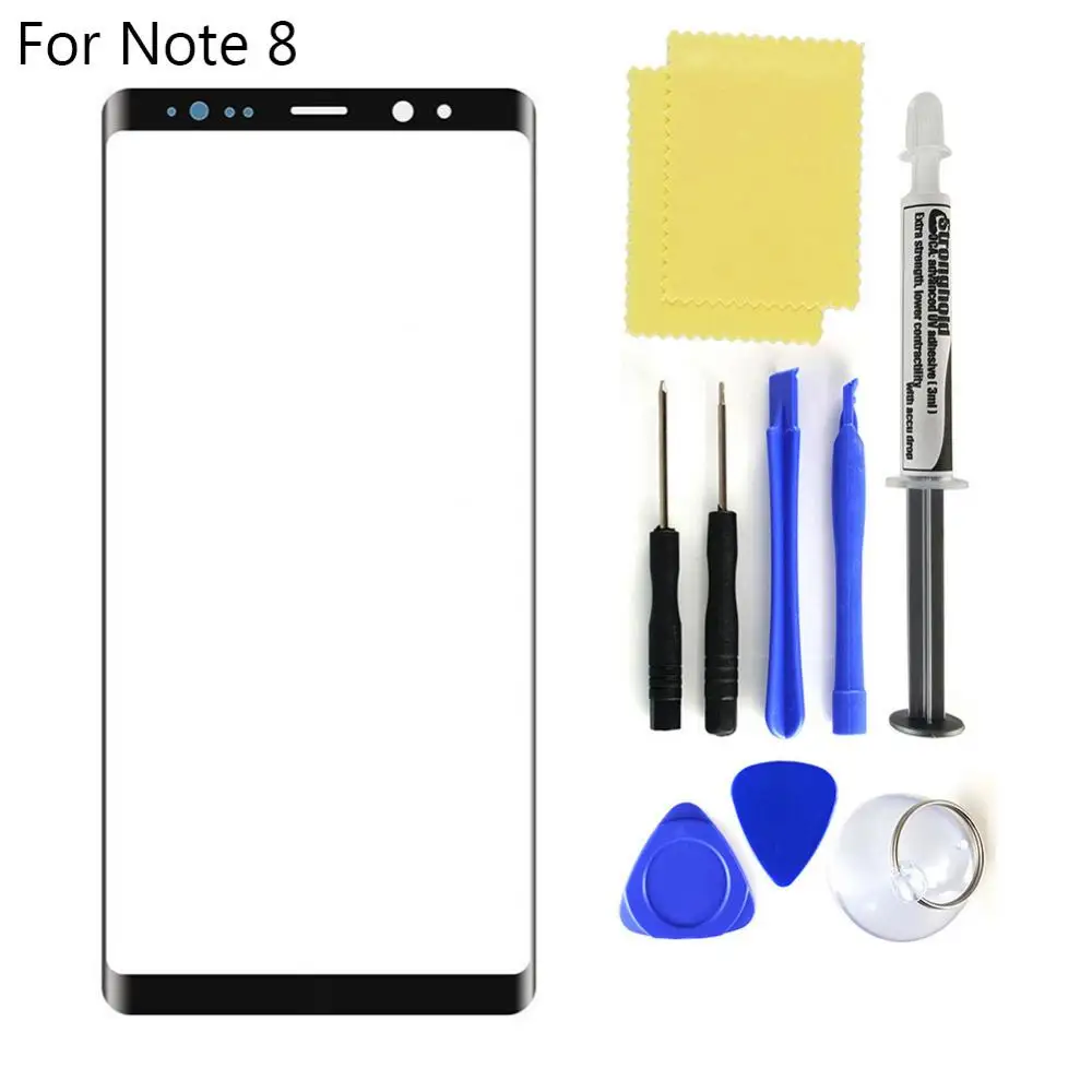 Kit de reparación de pantalla de lente de cristal delantero de repuesto para Galaxy Note 8, 9, 10