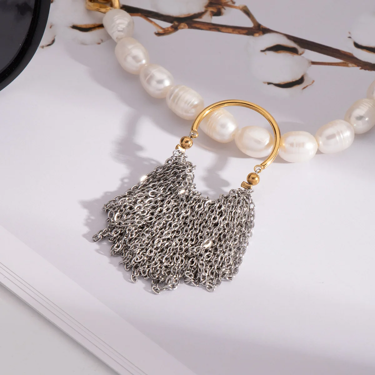 

Ins Personality Stainless Steel Chain Tassel Cocktail Pinky Rngs Unisex Titanium Finger Band Colorfast Sweatproof Party Jewelry