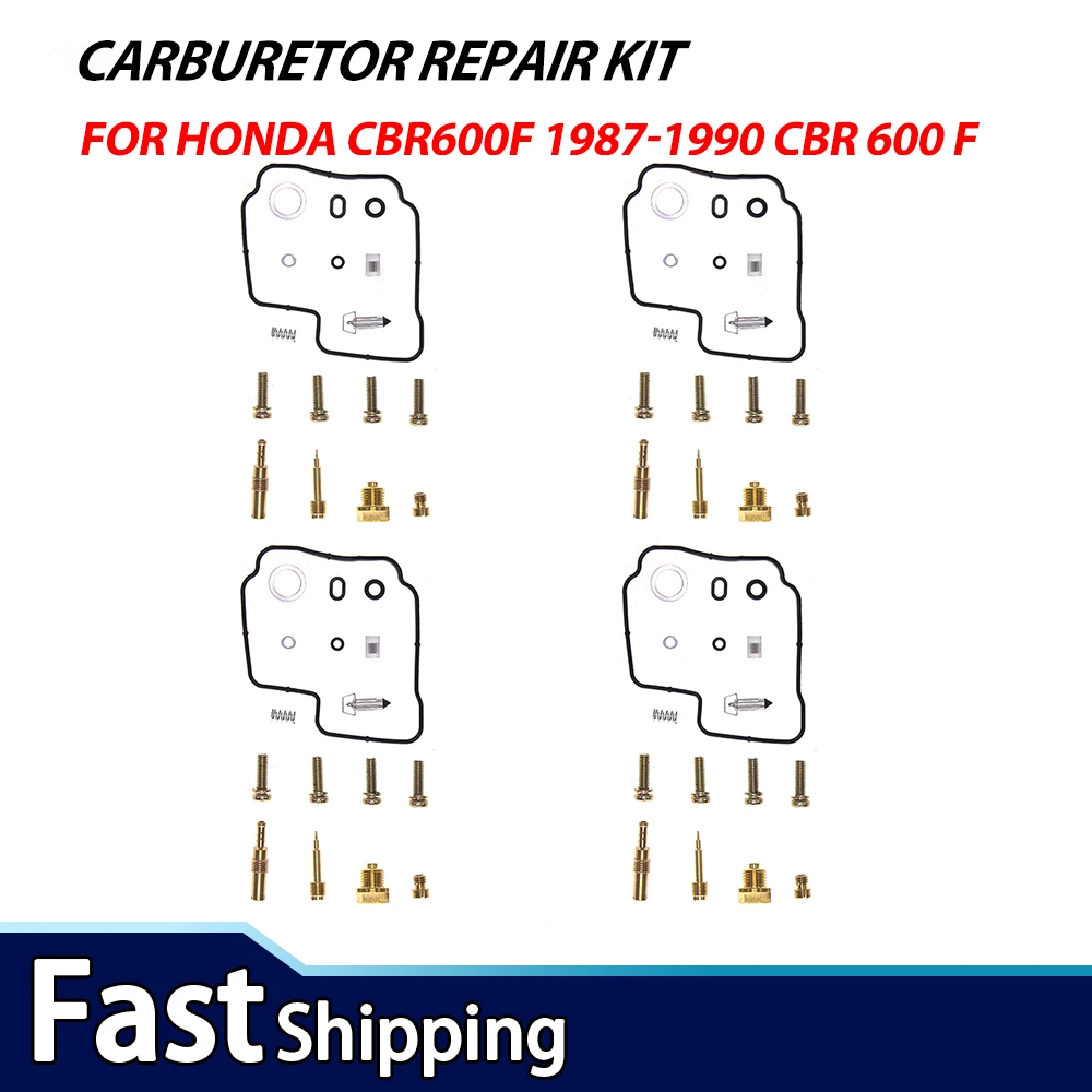4Set For Honda CBR600F 1987-1990 CBR 600 F Motorcycle Carburetor Rebuild Repair Kit Diaphragm Float