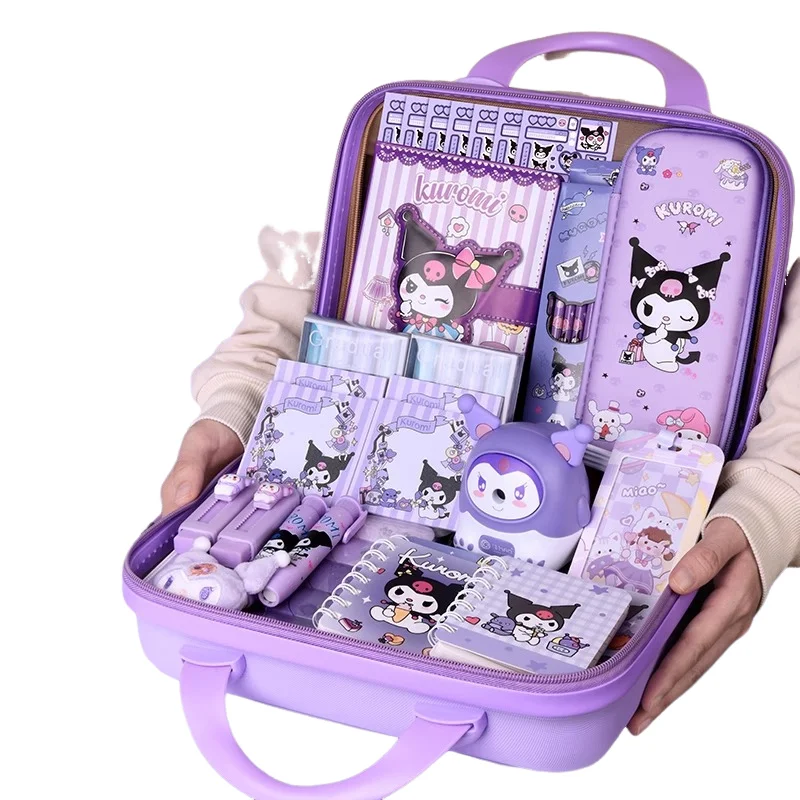 Sanrio Stationary Set Kuromi Kawaii Cartoon Stationery Big Gift Package Hello Kitty Cute Cartoon Child School Supplies Suit Gift