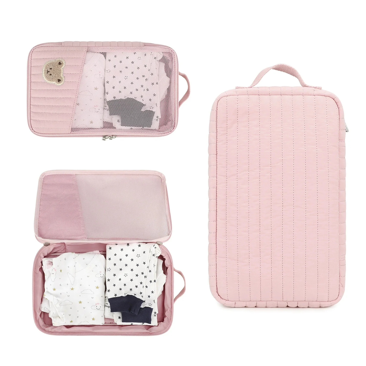 Cute Diaper Bag for Stroller Hanging Bag Separate Storage for Baby Clothes and Diapers Travel Change and Washing Storage Bag
