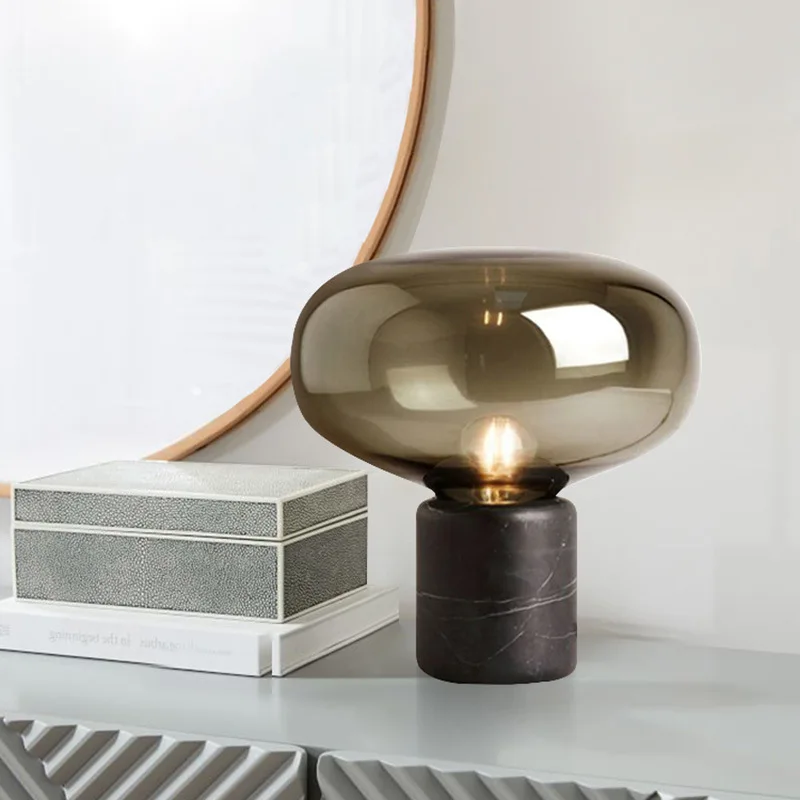 Postmodern simple marble table lamp, Nordic designer bedside lamp, bedroom living room creativity, study small table