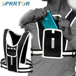 Running Vest Phone Holder for Men Women, Waterproof Cell Phone & Key Pouch, Reflective Hydration Vest Train Free Workout Gear