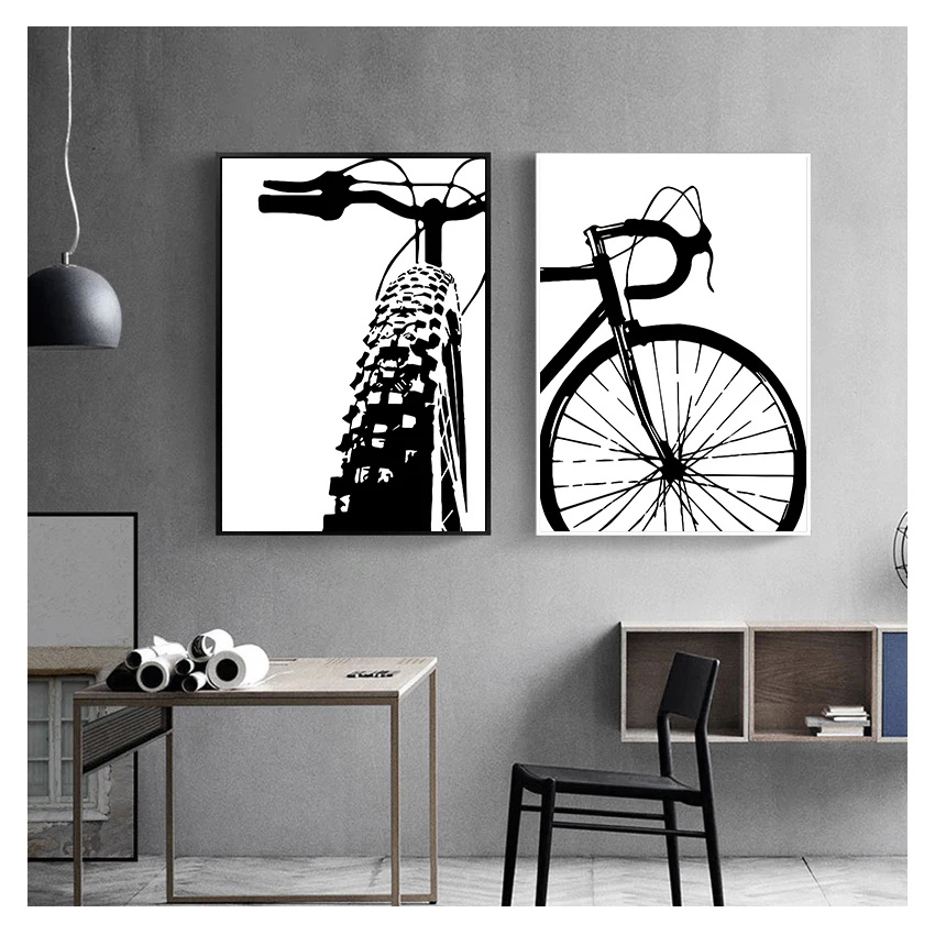 Painting Motivational Wall Art Pictures Bike Prints And Posters Gift Kids Room Home Decor Black Bicycle Art Cycling Canvas