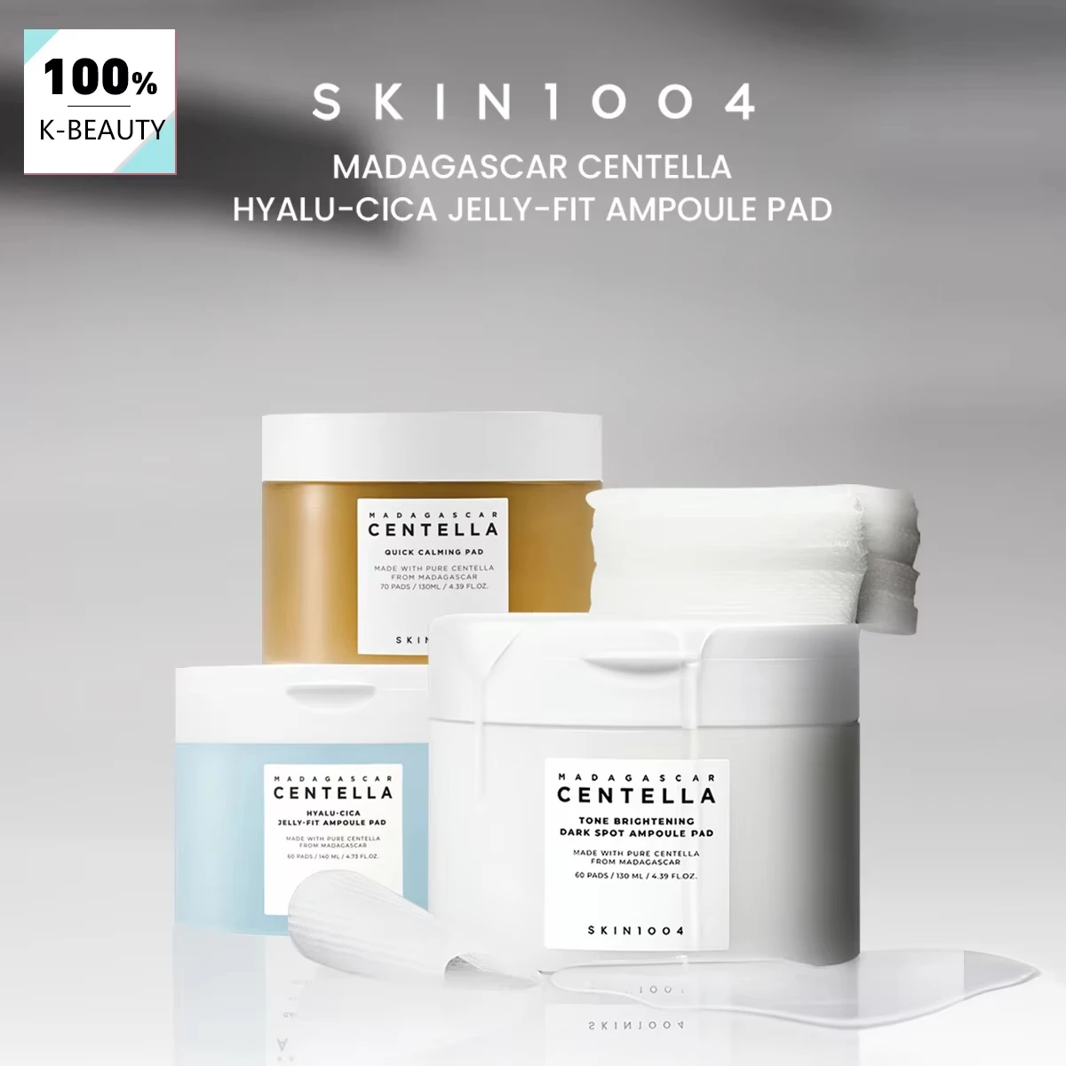 SKIN1004 マダガスカル センテラ パッド エッセンス インフューズド パッドテクスチャーで輝きを保つ、水分を閉じ込める韓国スキンケア、韓国メイク 1