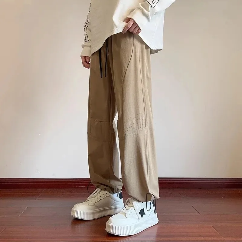 

Men's Parachute Pants Adjustable Drawstring Wide-Leg Trousers
