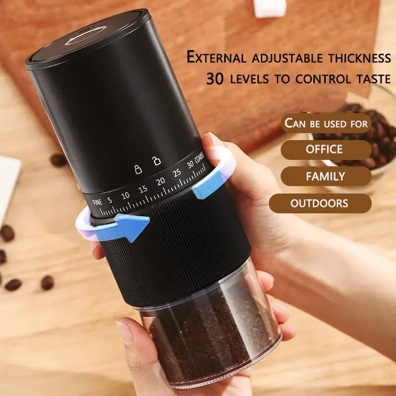 New Portable Electric Coffee Bean Grinder 1000mAh 30 Speed External Adjustable Coffee Machine Rechargeable Grinder For Home Use