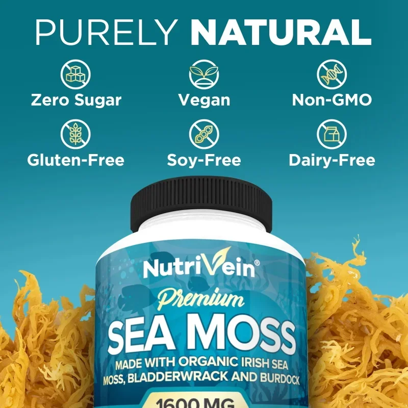 Vegetarian Organic Sea Moss Supports Immune System, Joint Health Intestinal Cleansing Detoxification & Cleansing Skin Supplement