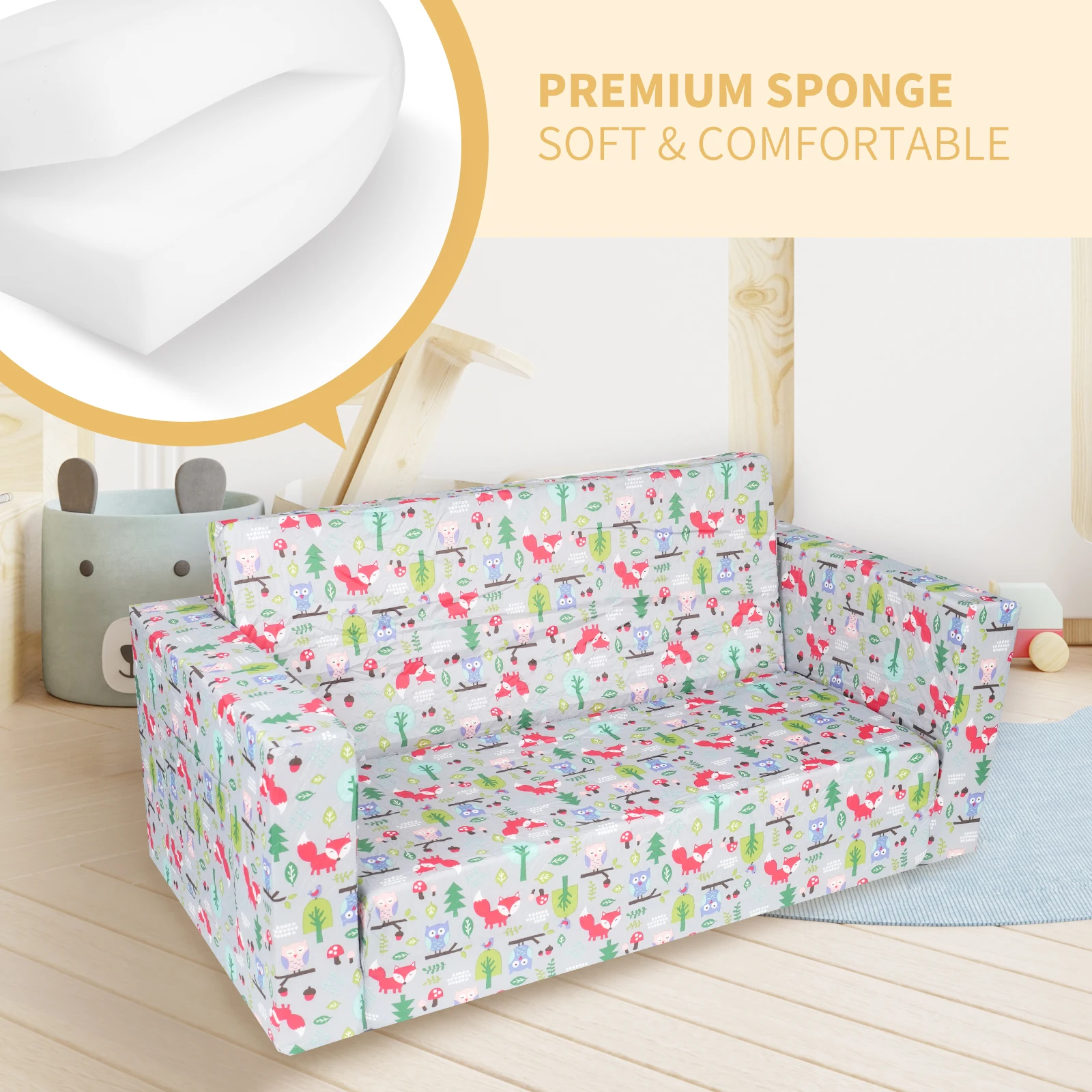 Kinder stühle für Kleinkinder, 2 in 1 faltbare Kleinkinder couch mit Decke, Cabrio-Schaum und Boden kissen für Jungen und Mädchen