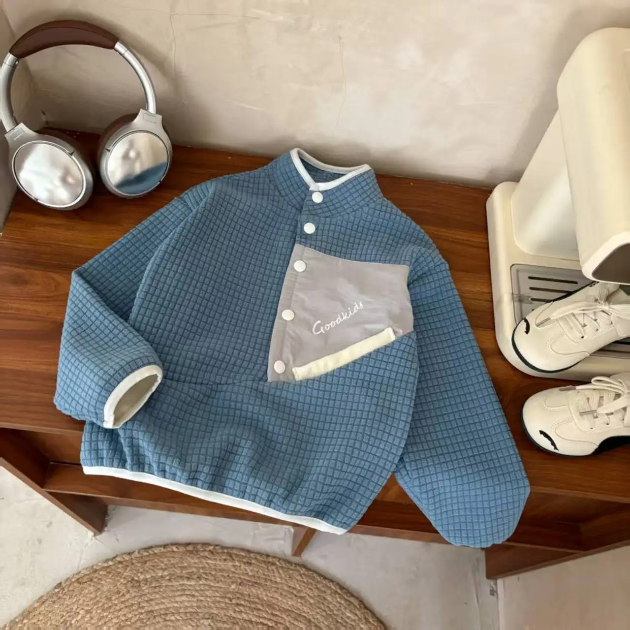 

Corn Grain Hoodie For Boys And Girls Casual Patchwork Jacket 2026 Autumn And Winter New Item With Plush Long Sleeved Warm Top