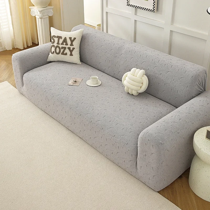 1PC-Jacquard Solid Color Elastic Sofa Cover Pet Friendly Scratch Resistant Dust-proof Sofa Protective Cover Machine Washable