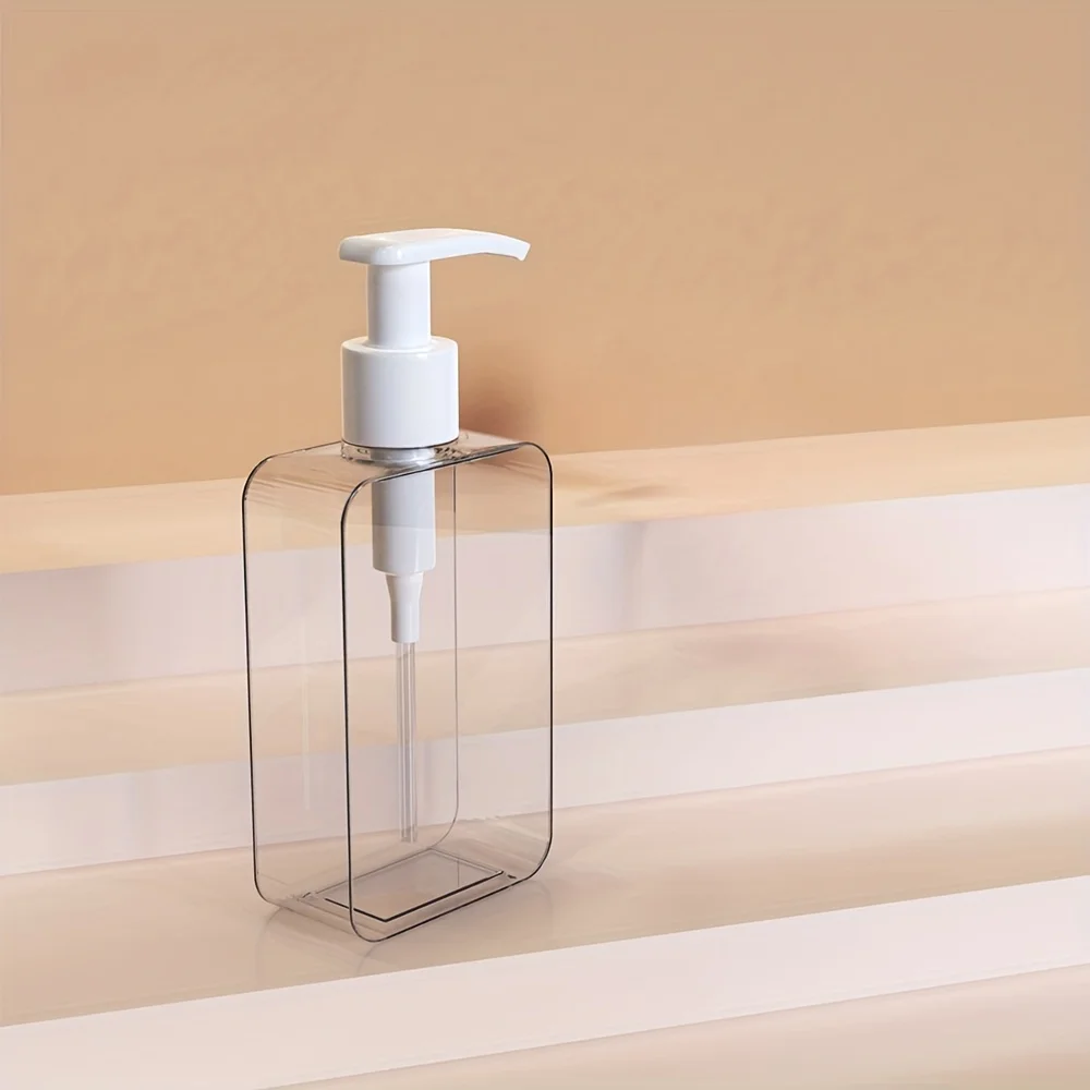 1pc Transparent Square Soap Dispenser, Countertop Lotion Bottle With Pump, Bathroom Lotion Liquid Soap Dispenser, Refillable Emp