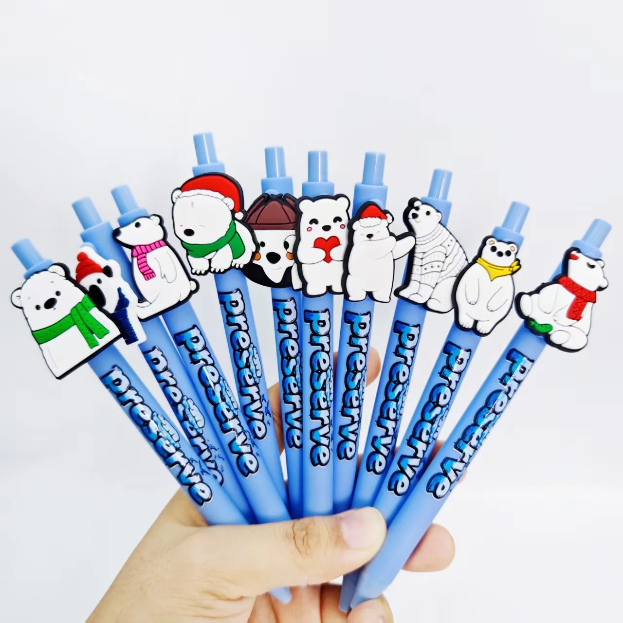 

11 шт./20 шт. Tianhu синий белый медведь тема шариковая ручка креативный шрифт печать ежедневный офис студент обучение канцелярские принадлежности подарочная ручка