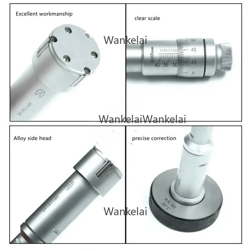 High Precision Three Point inside Diameter Micrometer Set 16-20mm 50-63mm Three-jaw Internal Micrometer for Accurate Measuring