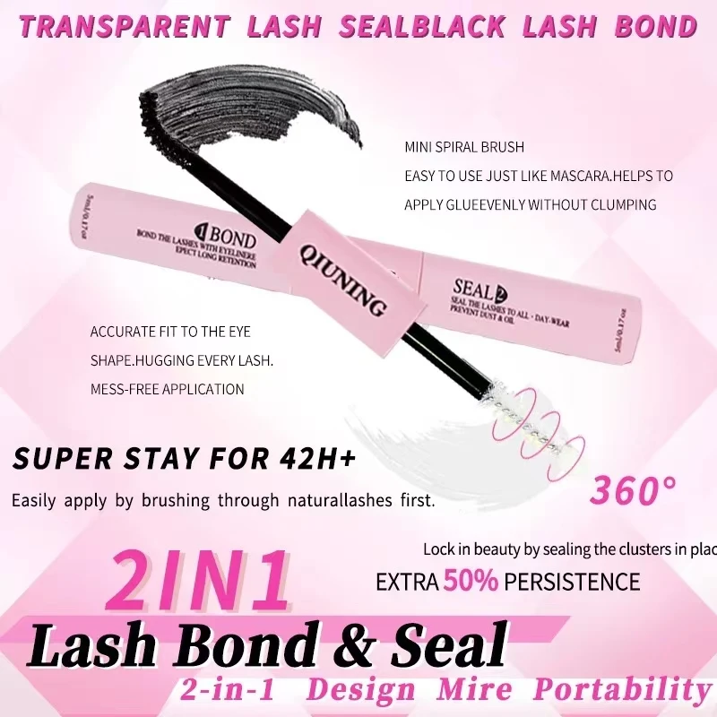 QIUNING Lash Bond and Seal 10ml Individual Lashes Glue and Seal Lash Extension and Lash Glue Remover 5ml Tweezers Kit