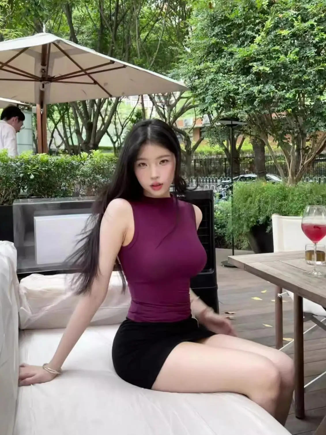 Sexy ort Svel Vest Dames Hoge Kraag Paars oulder Bared Zomer Bovenkleding Slim Fit Trendy Top Katoenmix Stof