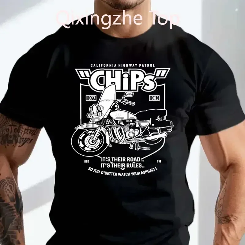 

Мужская футболка Chips Police Motorcycle Drama Motorbike, 100% хлопок, футболка с круглым вырезом, повседневная мужская футболка с коротким рукавом