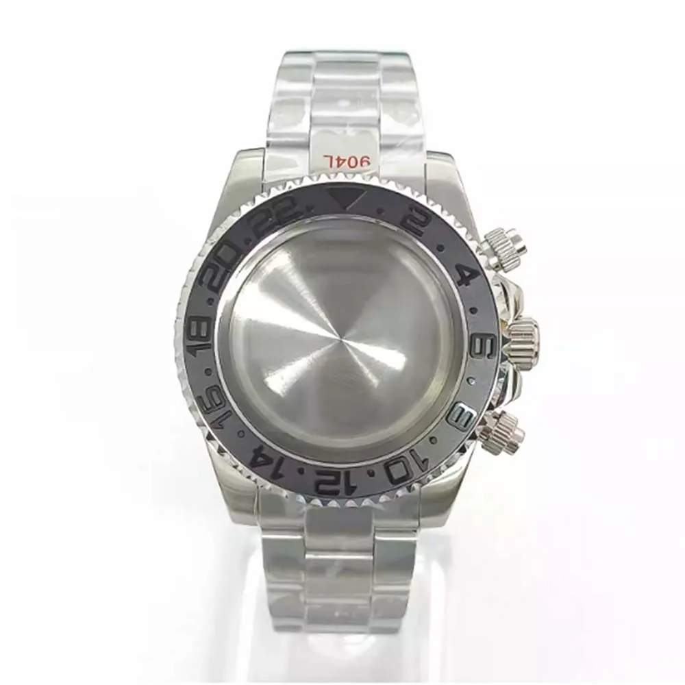 طقم ساعة كرونوغراف من الفولاذ المقاوم للصدأ 40 ملم، سوار ساعة من زجاج الياقوت VK63، لحركة كوارتز VK63 #6