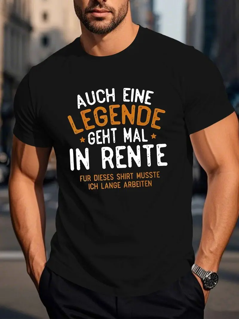 Men's Funny German Phrase T-Shirt German Text Short Sleeve Summer Top Round Neck Tee Machine Washable For Language Learners