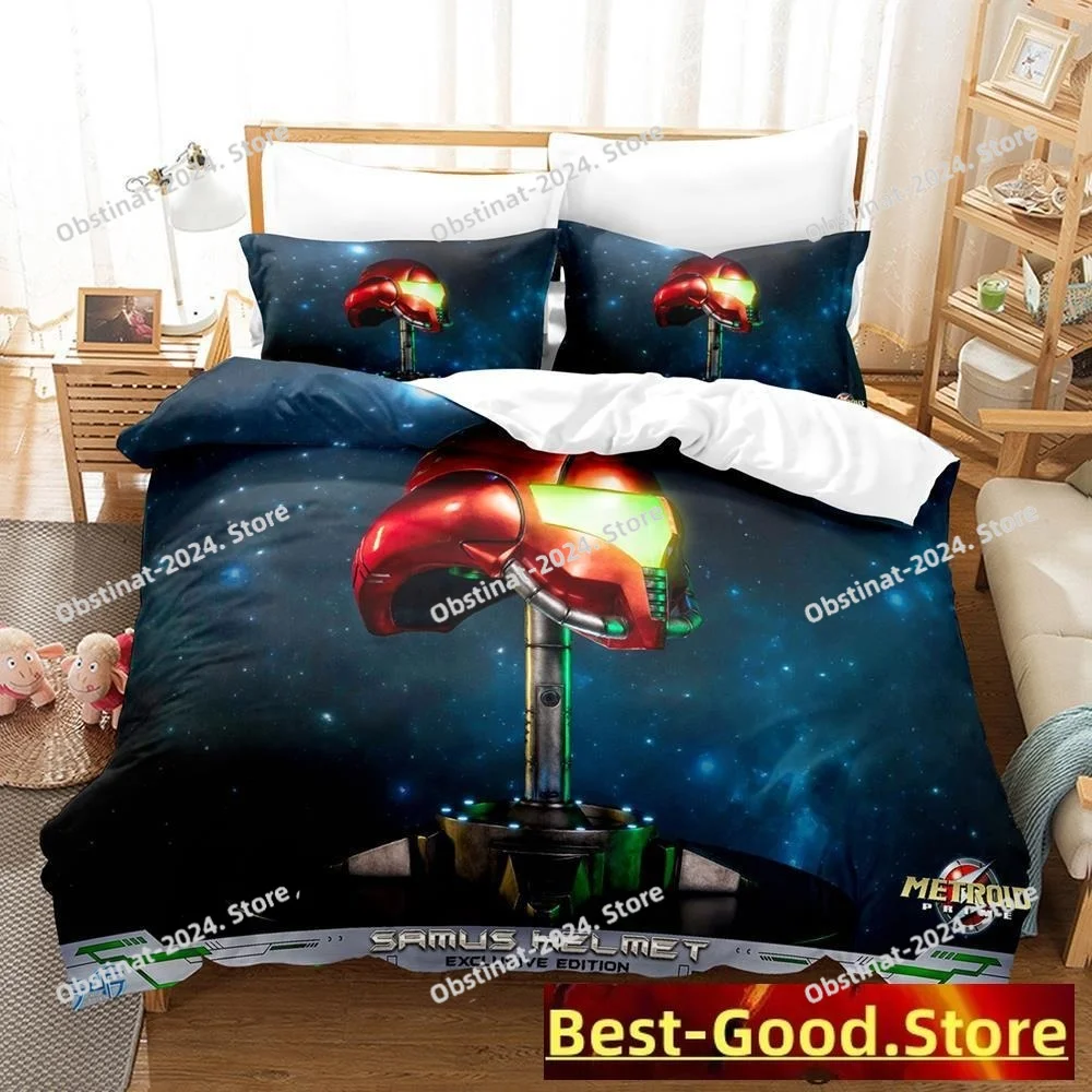 

New Metroid Prime Bedding Set Single Twin Full Queen King Size Bed Set Adult Kid Bedroom Duvetcover Sets Anime parure de lit Bed