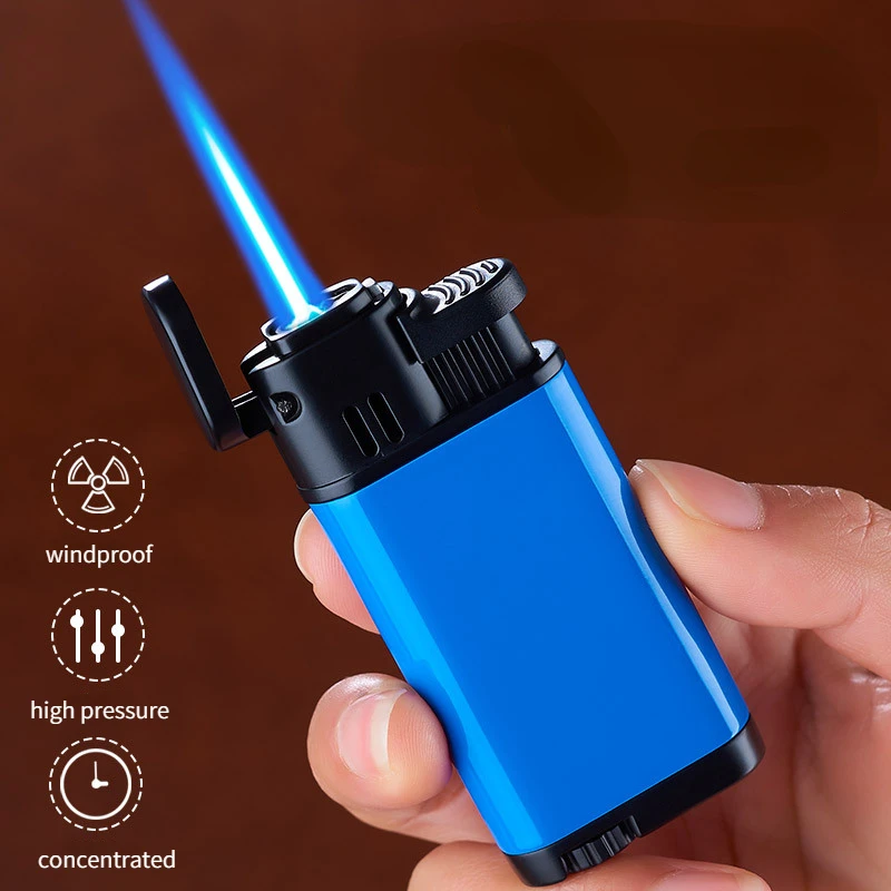 

Personalized and Creative New Product Metal Inflatable Windproof Blue Flame Lighter Portable Gift Electronic Cigarette Lighter
