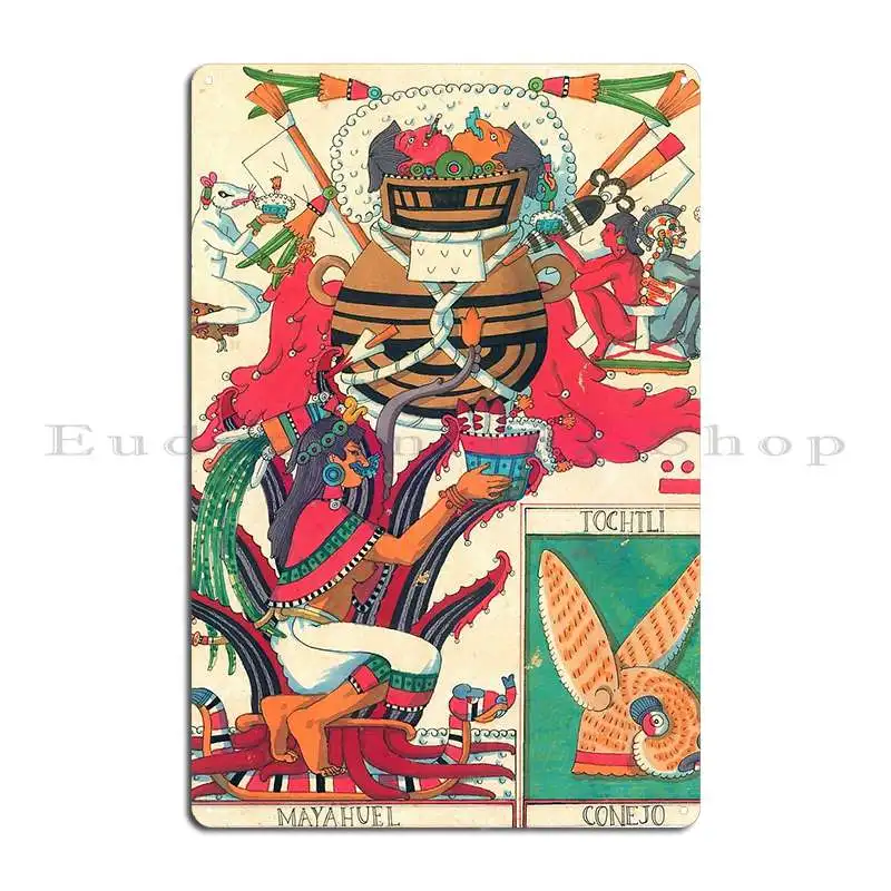 Aztec Sun God Tonatiuh Xolotl Aztec God Nahuatl Quetzalcoatl حانة معدنية الديكور جدار جدارية سينما تين تسجيل ملصق #3