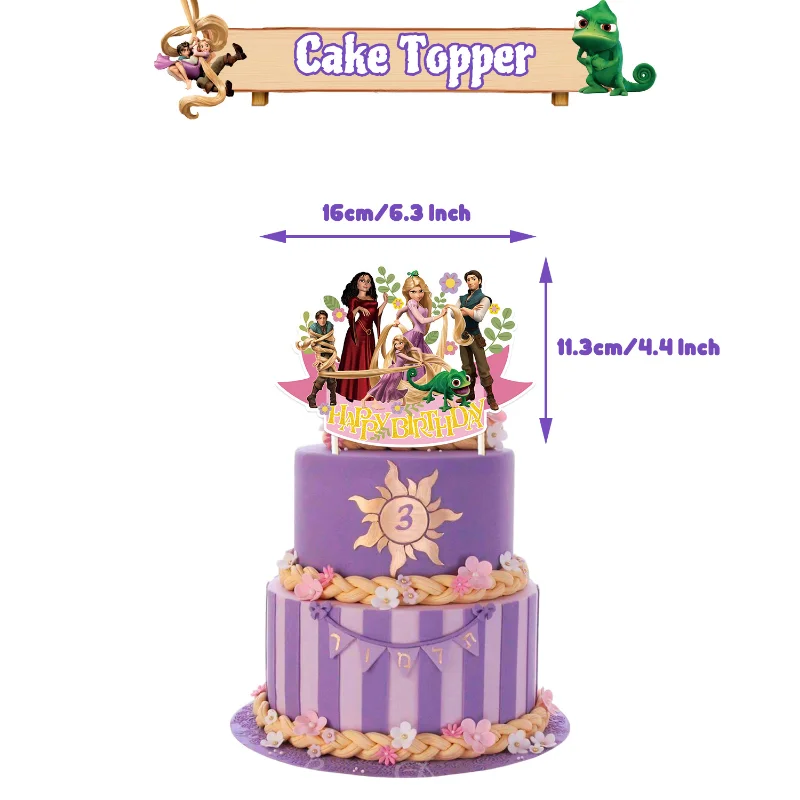 Disney Rapunzel Party Supplies Banner Cupcake Topper Balloons Children\'s Birthday Party Decorative Prop cake decoration for kids