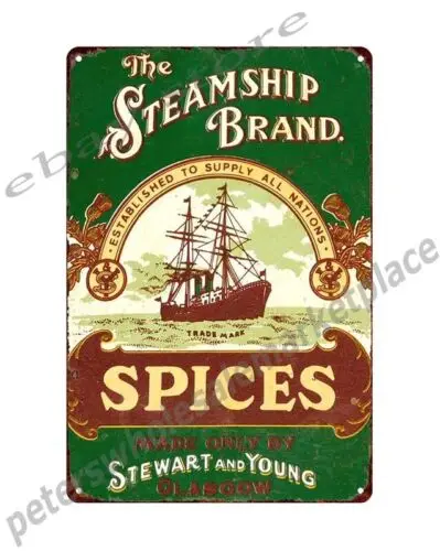 decorative wall accessories STEAMSHIP BRAND SPICES metal tin sign