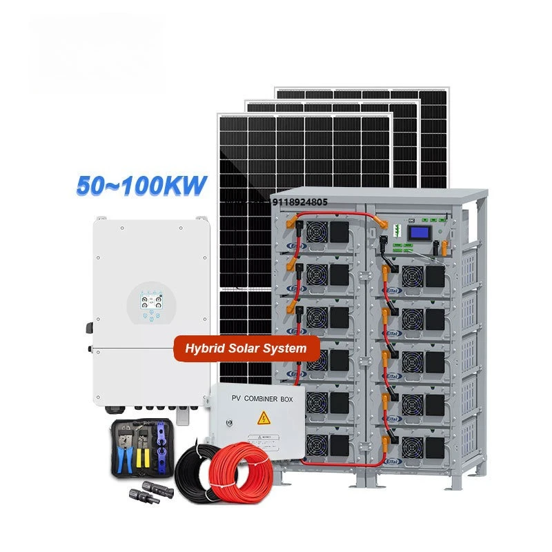 Power Supply 60Kva 60Kw 70Kw 75Kw Complete Three Phase Off Grid Hybrid Solar Panel Power System 100 Kw for 50 Kw